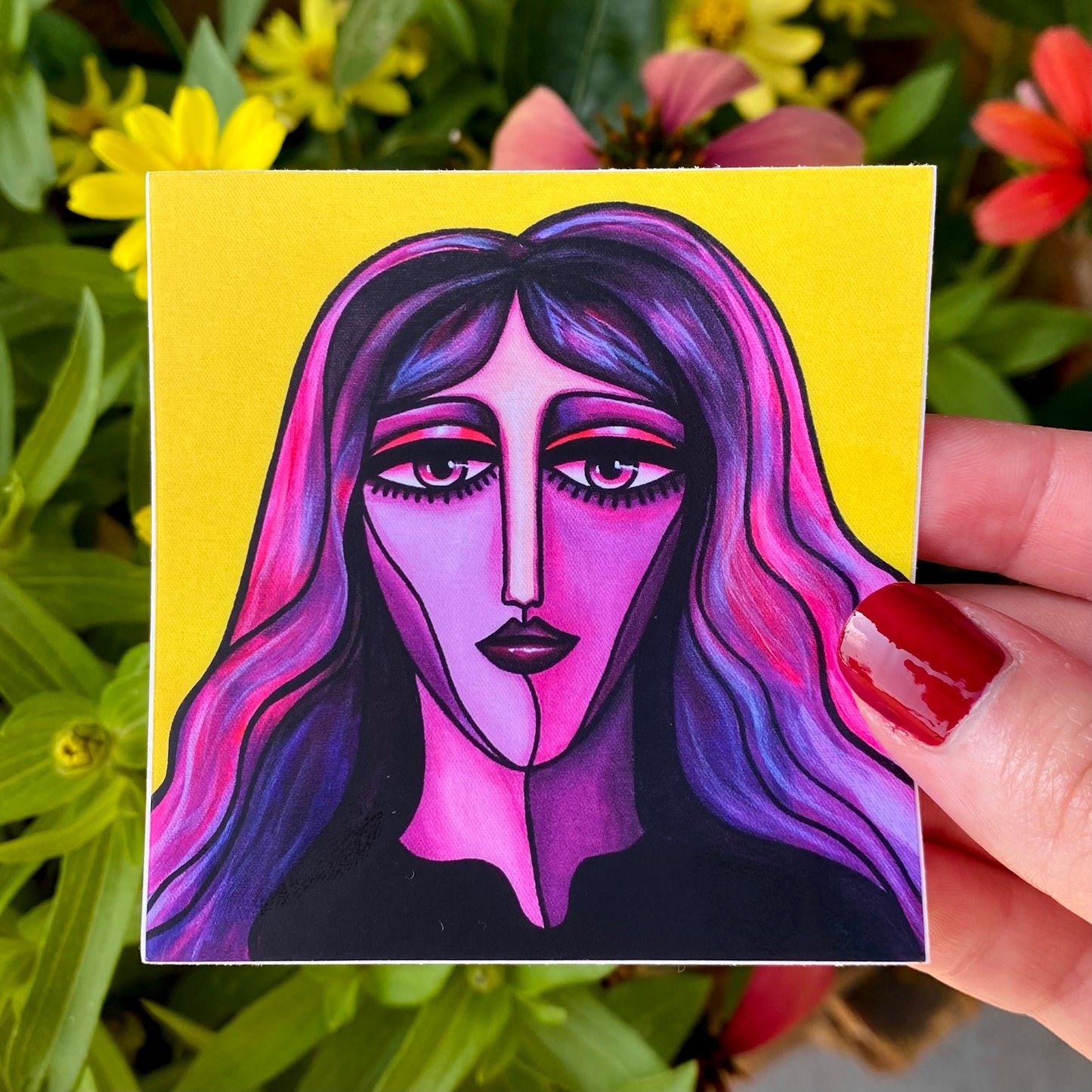 Andy Vinyl Sticker | Abstract Face Art | Feminine Abstraction Collection