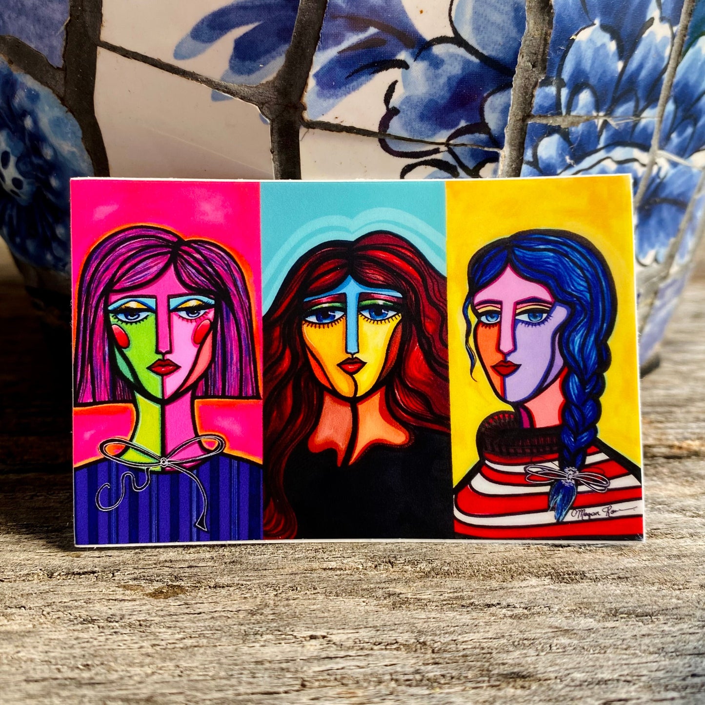 3 Femmes Dynamiques Vinyl Sticker | Abstract Face Art | Feminine Abstraction Collection