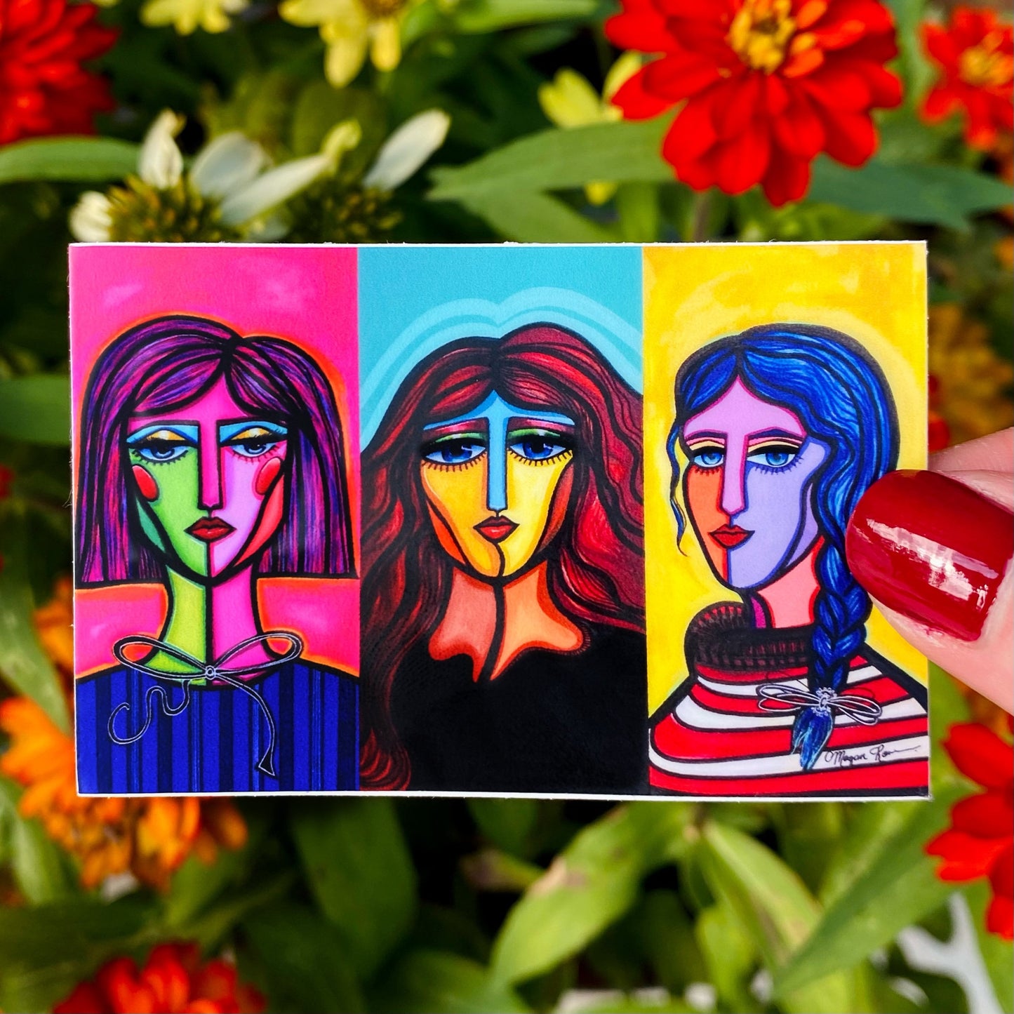 3 Femmes Dynamiques Vinyl Sticker | Abstract Face Art | Feminine Abstraction Collection