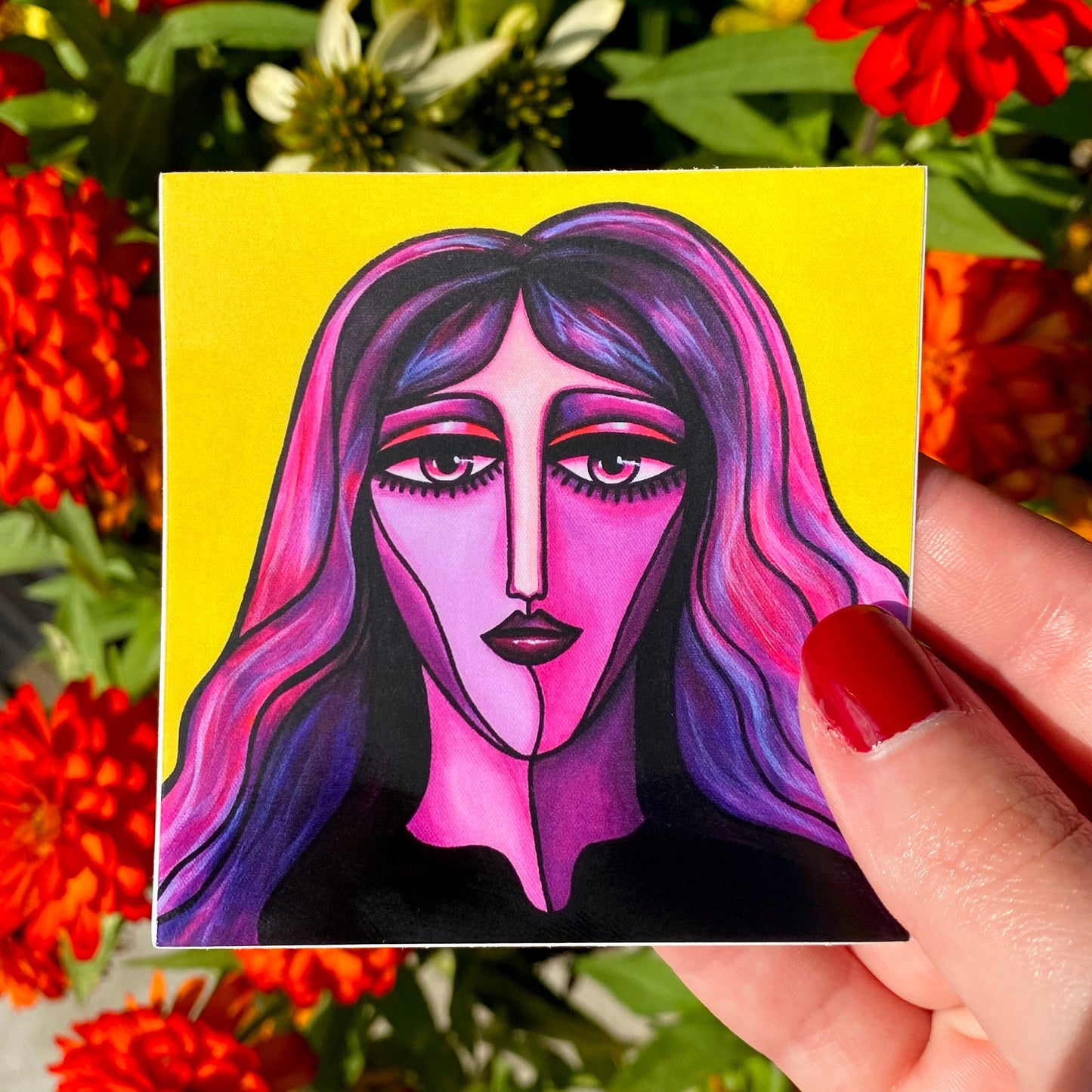 Andy Vinyl Sticker | Abstract Face Art | Feminine Abstraction Collection