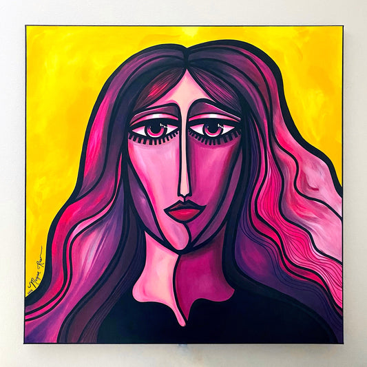 Femme au soleil d'or (Woman in the Golden Sun) Original Painting | Feminine Abstraction Collection