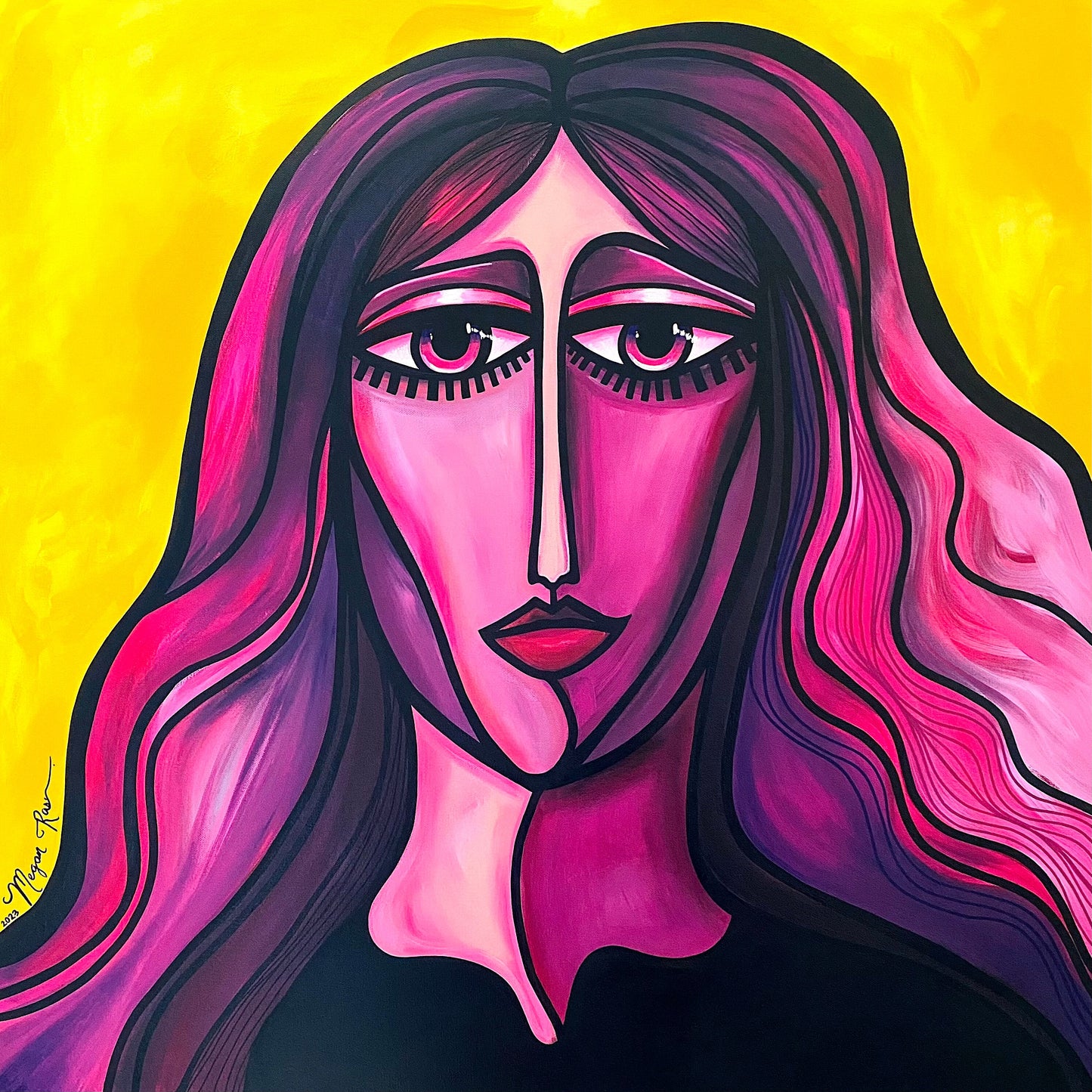 Femme au soleil d'or (Woman in the Golden Sun) Original Painting | Feminine Abstraction Collection