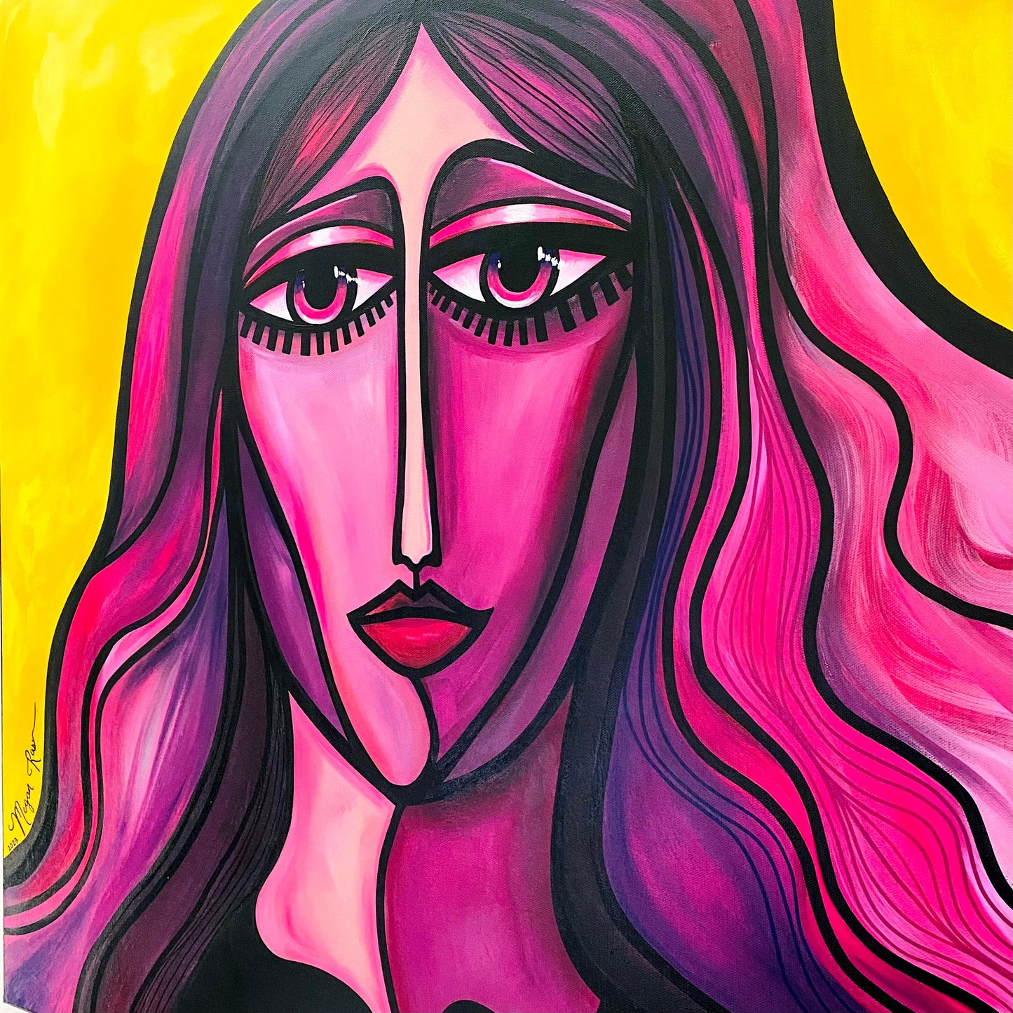 Femme au soleil d'or (Woman in the Golden Sun) Original Painting | Feminine Abstraction Collection