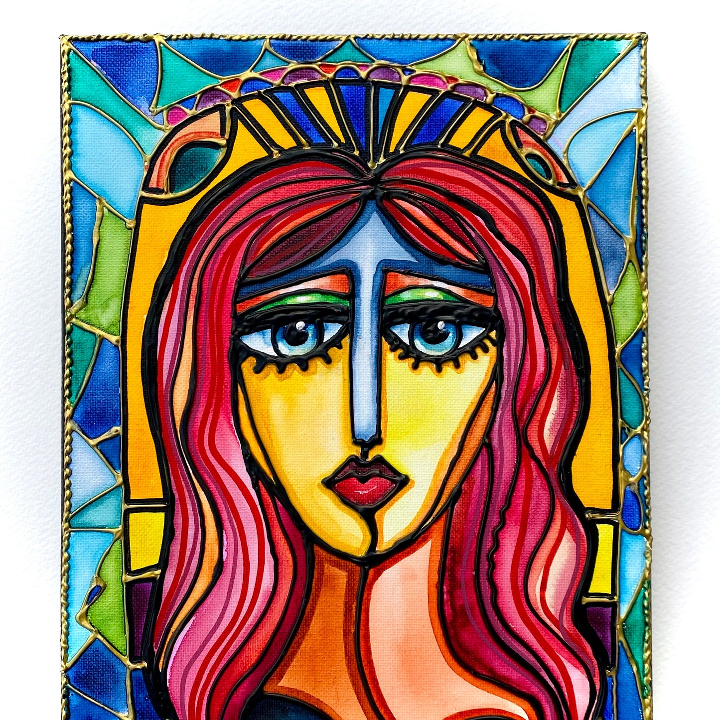 Catherine Original Stained Glass Painting | Feminine Abstraction Collection