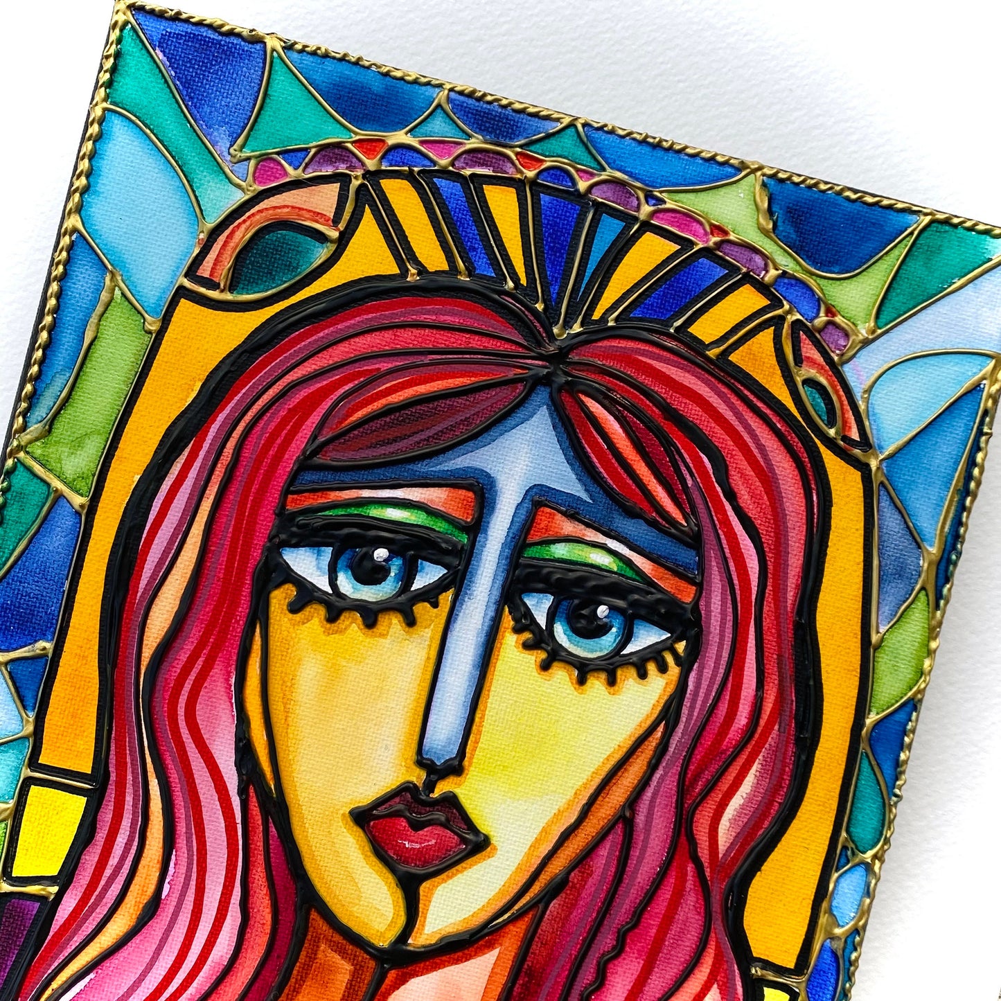 Catherine Original Stained Glass Painting | Feminine Abstraction Collection