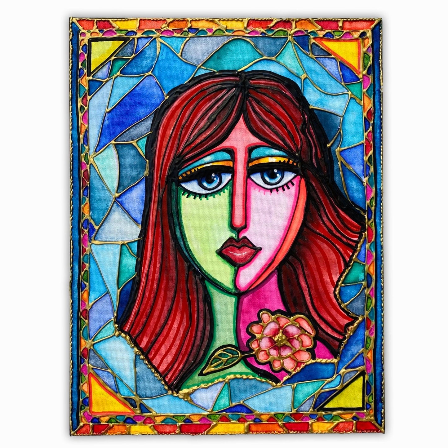 Gloriana Original Stained Glass Painting | Feminine Abstraction Collection