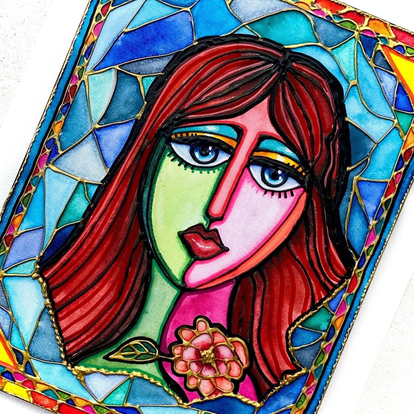 Gloriana Original Stained Glass Painting | Feminine Abstraction Collection