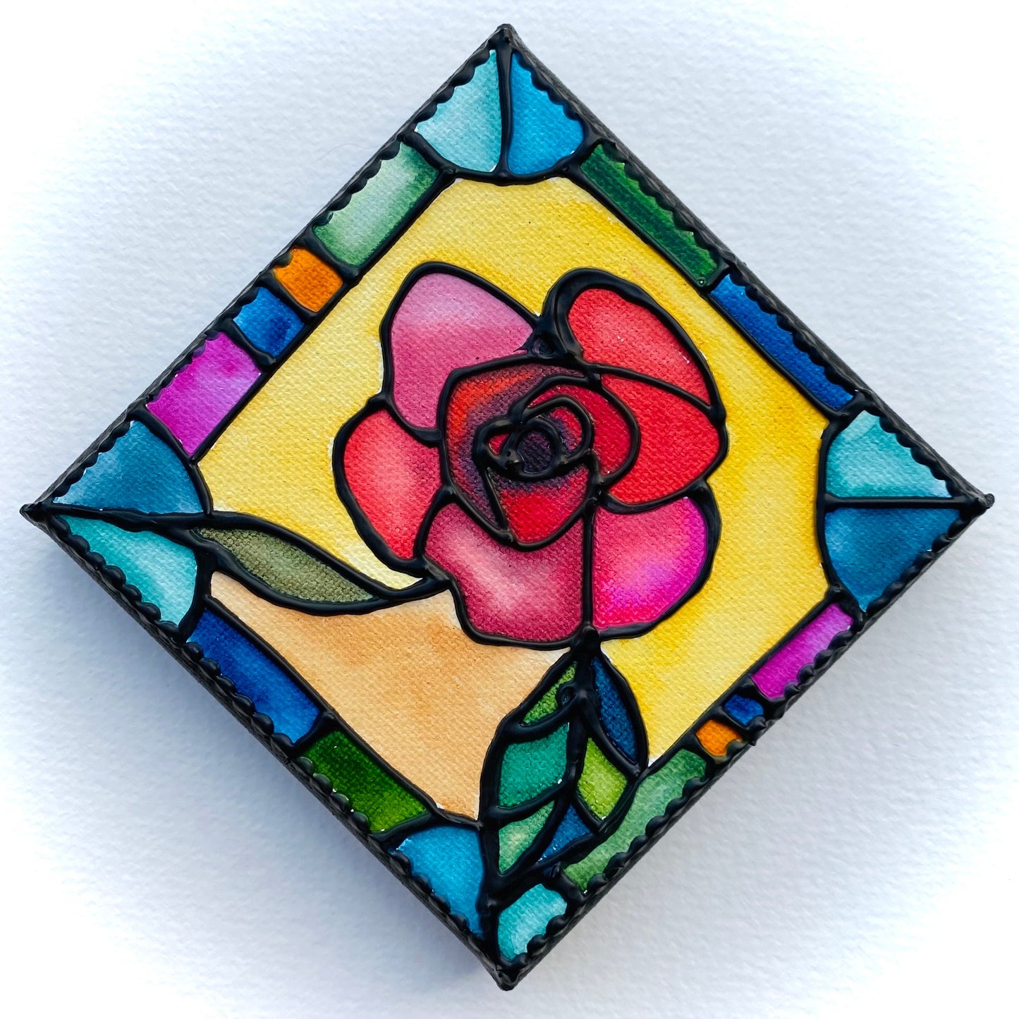 Rose Original Stained Glass Painting