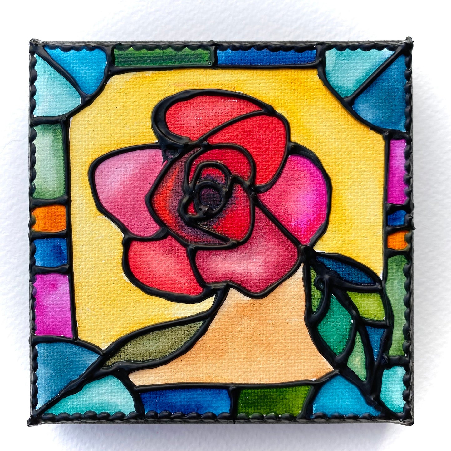 Rose Original Stained Glass Painting