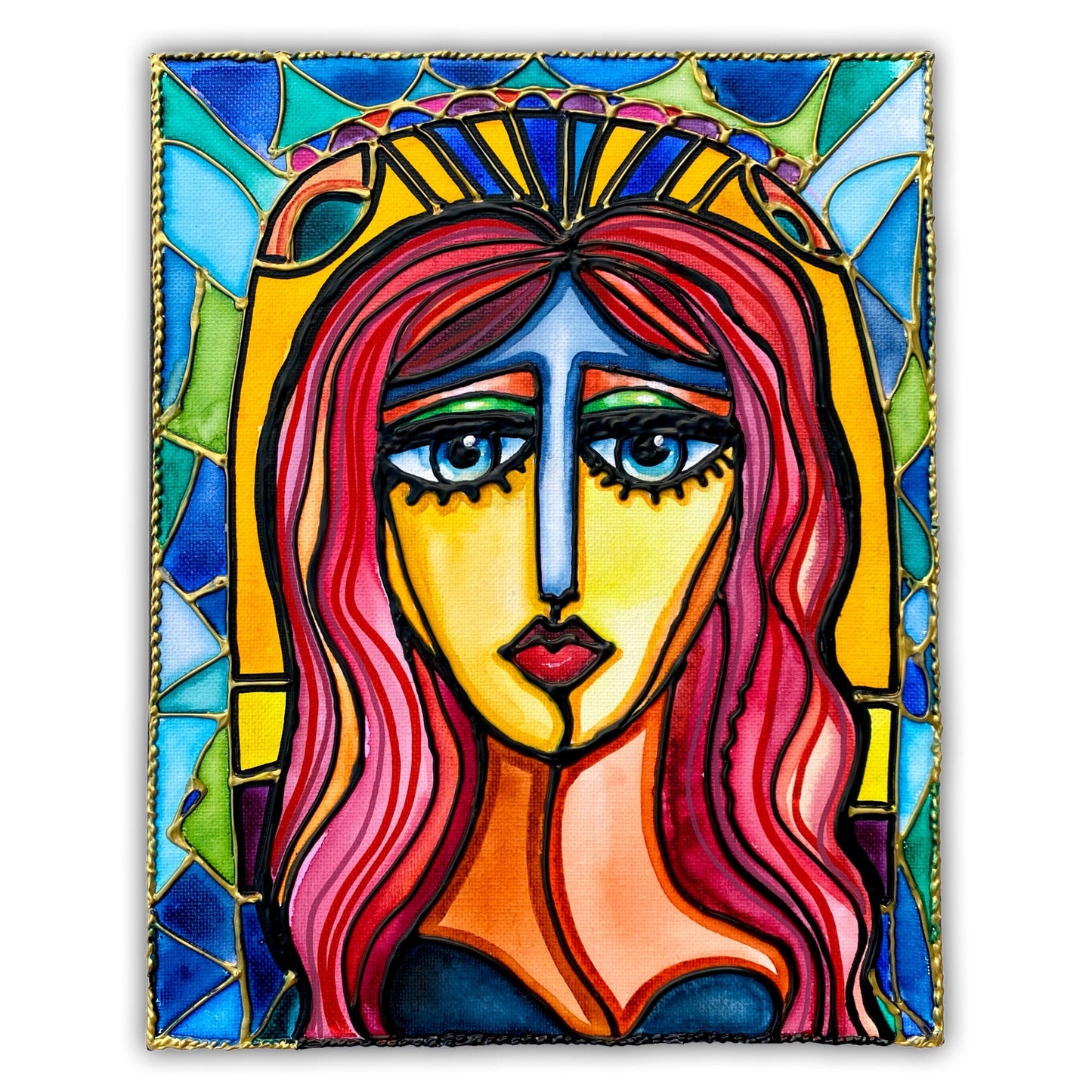 Catherine Original Stained Glass Painting | Feminine Abstraction Collection