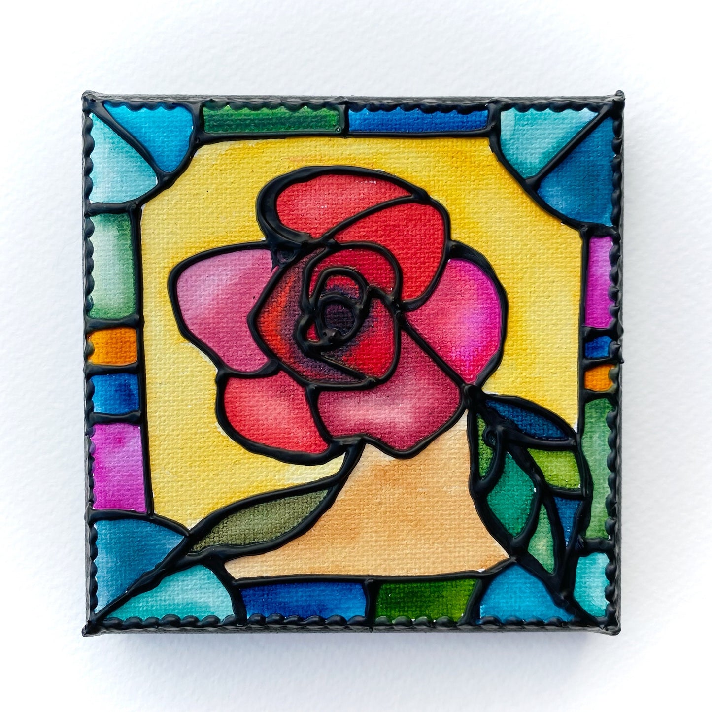 Rose Original Stained Glass Painting